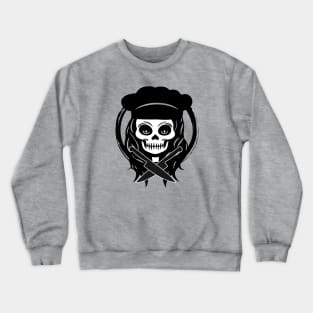 Female Chef Skull and Knives Black Logo Crewneck Sweatshirt